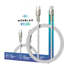 Кабель USB-C to USB-C - Monblan, Nylon 1m 60W, Starlight