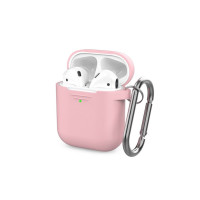 Чохол для Apple AirPods - Silicone Case AHA Style Case with Carabiner, Pink