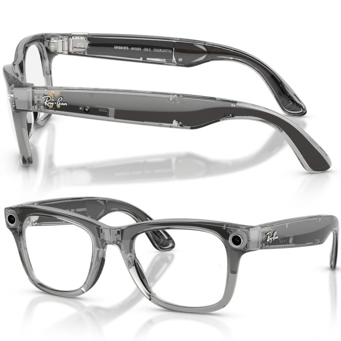 Смарт-окуляри Ray-Ban Meta Wayfarer Gen 2 Shiny Transparent Grey Frame Clear to Sapphire Lenses s53