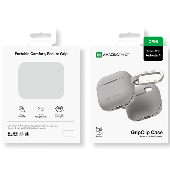 Чохол для Apple AirPods 4 / 5 - AmazingThing Omni GripClip Case, Titan Grey