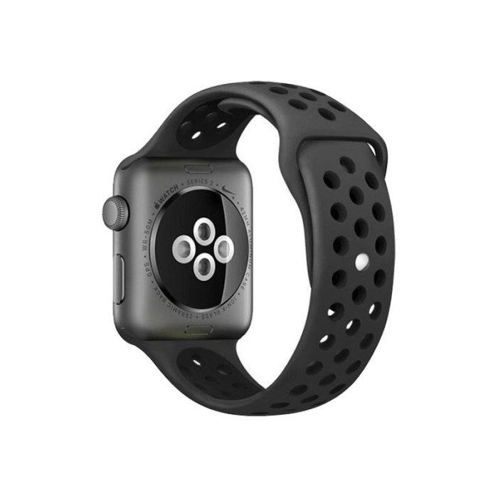 Ремінець для Apple Watch - 42/44/45/46/49mm, Nike Silicon Sport Band, Anthracite/Black