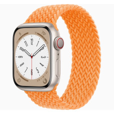 Apple Watch S8 41mm Starlight, Bright Orange Braided Solo Loop (Size 8)