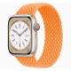 Apple Watch S8 41mm Starlight, Bright Orange Braided Solo Loop (Size 8)