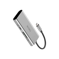 Хаб 7in1 - WIWU Alpha, USB-C to 3xUSB+HDMI+USB-C+SD/MicroSD, Gray