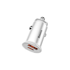 АЗП Baseus PPS Circular Plastic USB 3.0+USB-C 30W White