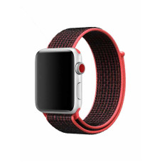 Ремінець для Apple Watch - 42/44/45/46/49mm, Nylon Sport Loop Band, Red/Black (HC)