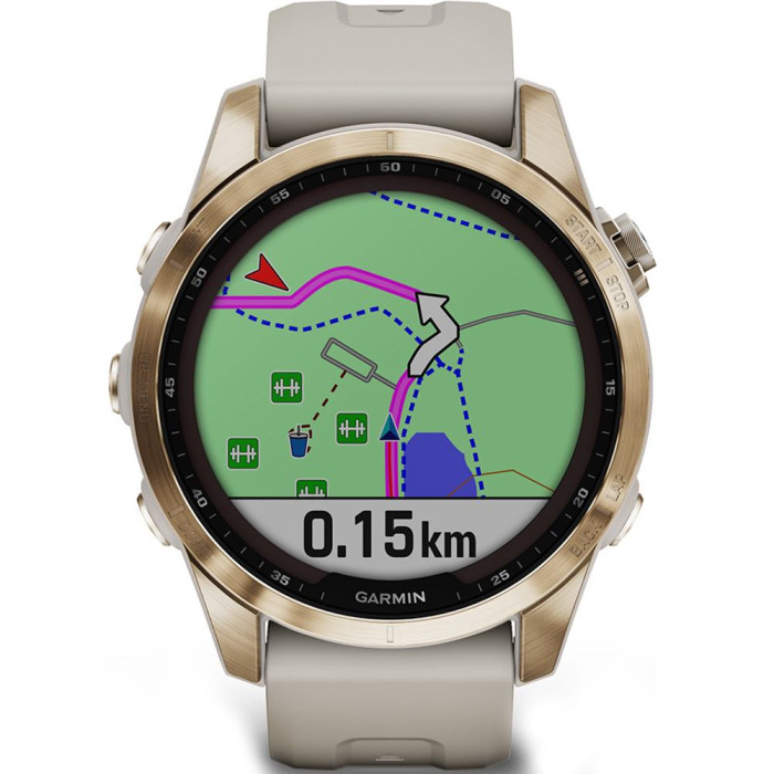Смарт-годинник Garmin Fenix 7S Sapphire Solar Cream Gold Titanium with Light Sand Band