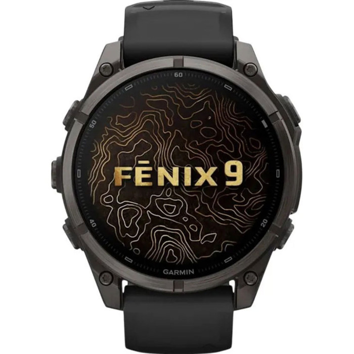 Смарт-годинник Garmin Fenix 9 47mm AMOLED Carbon Gray DLC Titanium with Black Silicone Band