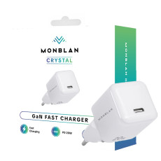 Зарядний пристрій - Monblan GaN USB-C G2 Crystal Series 20W, White