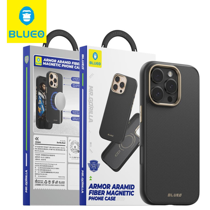 Чохол для iPhone 16 Pro Max - Blueo Armor Aramid Fiber (600D) MagSafe, Black