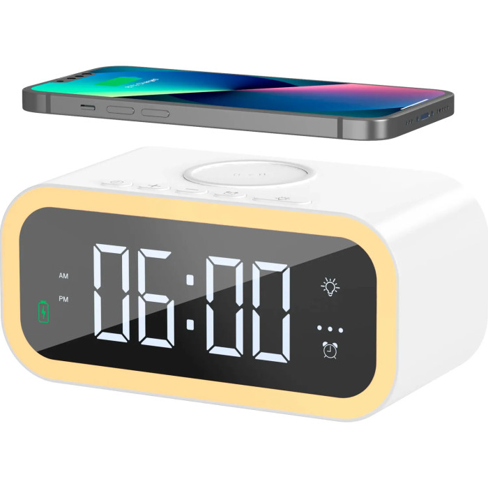 Бездротова зарядна станція - Wiwu, Time Wireless Charger 2in1 15W, White