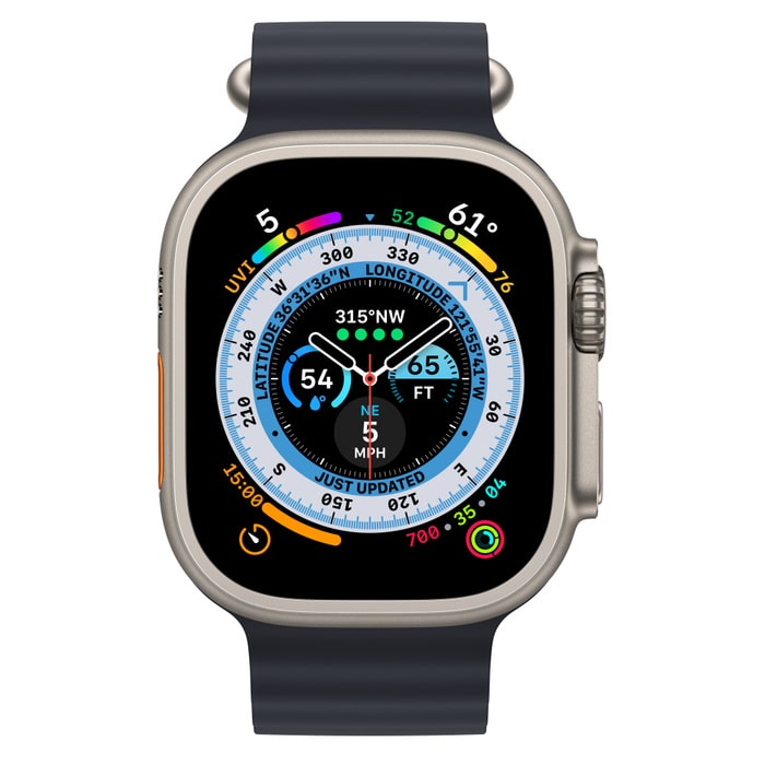 Apple Watch Ultra Titanium, Midnight Ocean Band (One Size), LTE