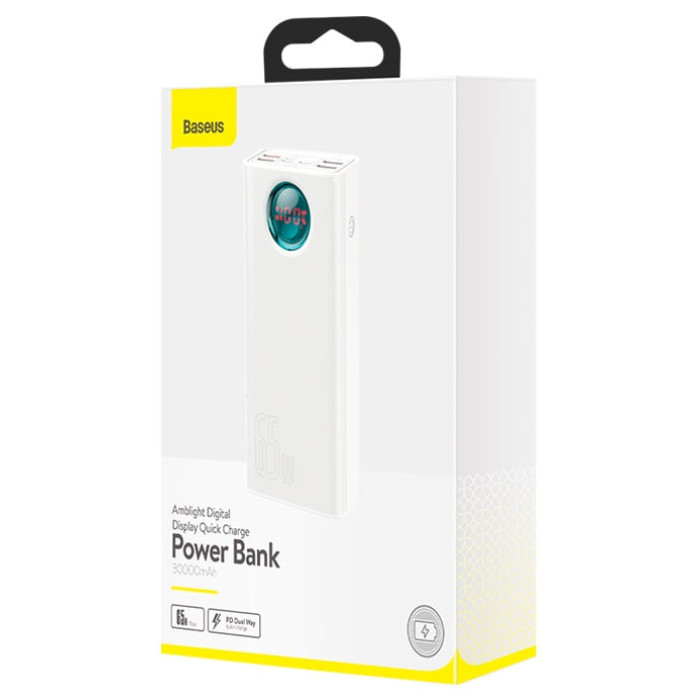 Додатковий аккумулятор Baseus 30000mAh Amblight 65W White