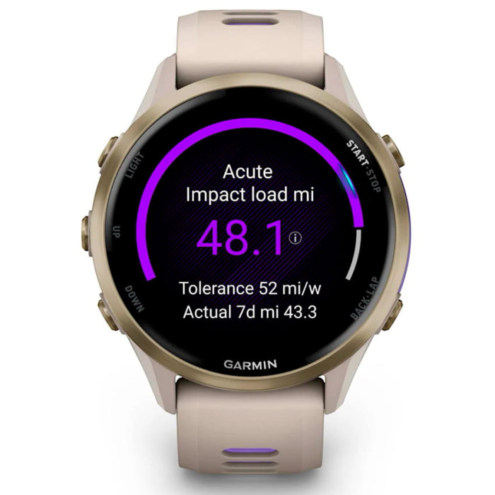 Смарт-годинник Garmin Forerunner 970 Soft Gold Titanium w. French Gray C. and French Gray/T. Indigo