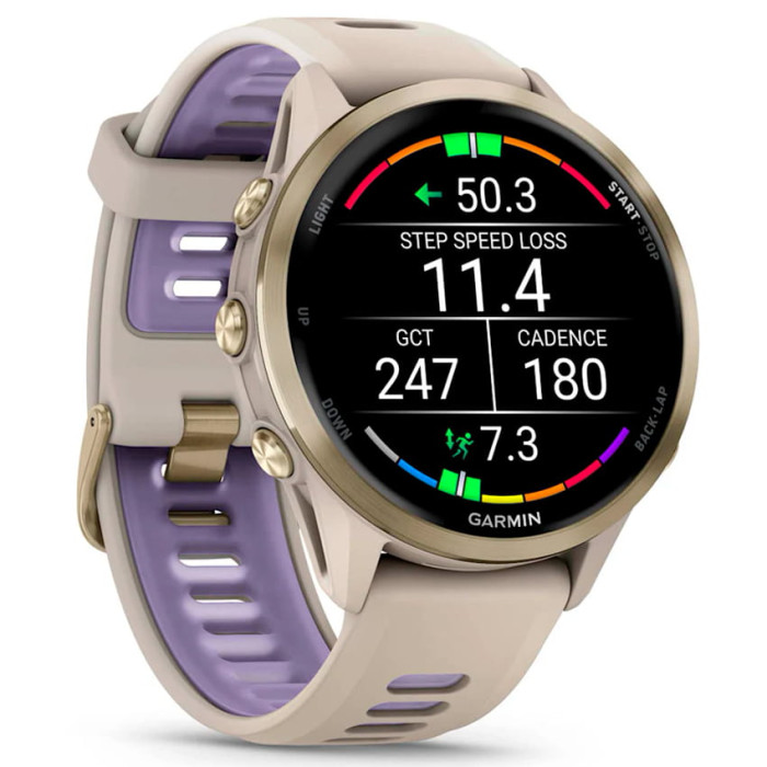Смарт-годинник Garmin Forerunner 970 Soft Gold Titanium w. French Gray C. and French Gray/T. Indigo