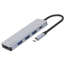 Хаб 5in1 - Proove Iron Link, 3xUSB3.0+Type C+HDMI, Silver