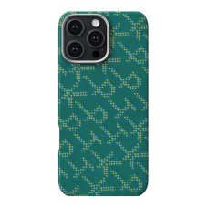 Чохол для iPhone 16 Pro Max - Pitaka Monogram Tactile Woven MagSafe, Dark Green