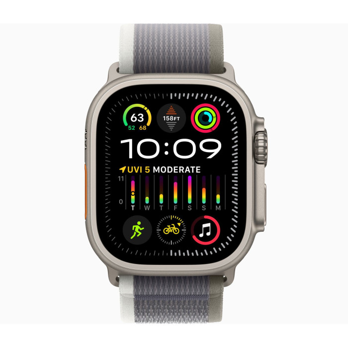 Apple Watch Ultra 2 Titanium, Green/Gray Trail Loop (S/M), LTE