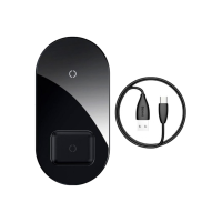 Бездротова зарядна станція - Baseus, Simple 2in1, Black
