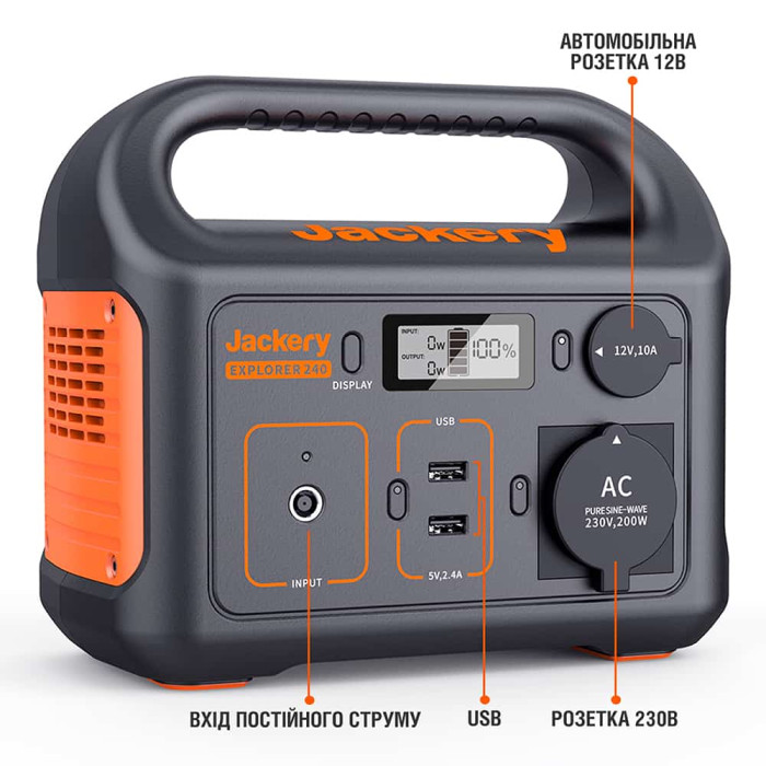 Зарядна станція Jackery Explorer 240 EU (200 Вт/г, 400 Вт)