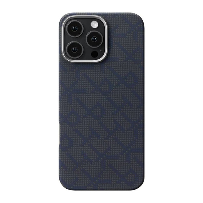 Чохол для iPhone 16 Pro Max - Pitaka Monogram Tactile Woven MagSafe, Black / Blue