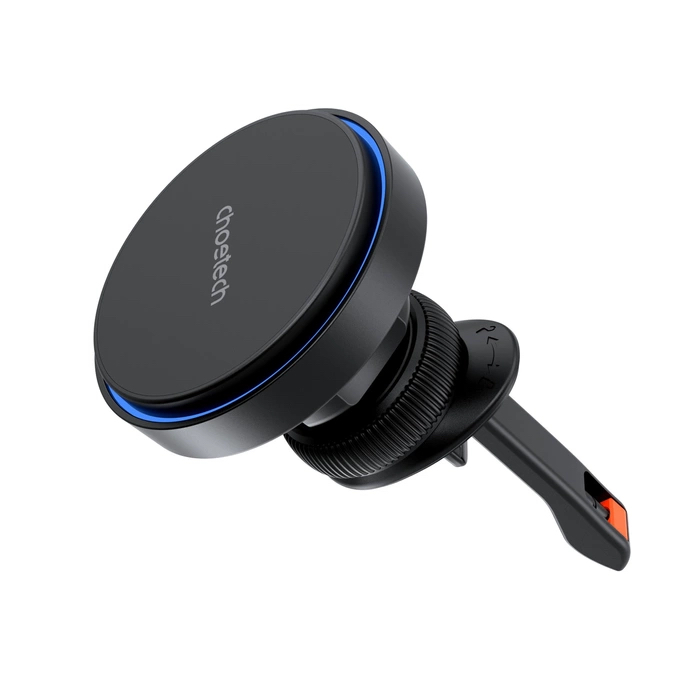 Тримач з безпровідною зарядкою Choetech 15W Magnetic Сar Сharger with LED Blue