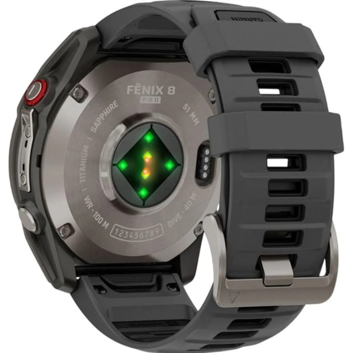 Смарт-годинник Garmin Fenix 8 Pro 51mm AMOLED Sapphire Titanium with Graphite/Black Silicone Band