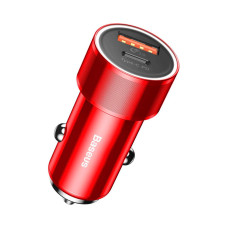 АЗП Baseus USB Car Charger Small Screw USB 3.0+USB-C 36W Red