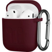 Чохол для Apple AirPods 2 - 2E Pure Color Silicone Inprint, Marsala