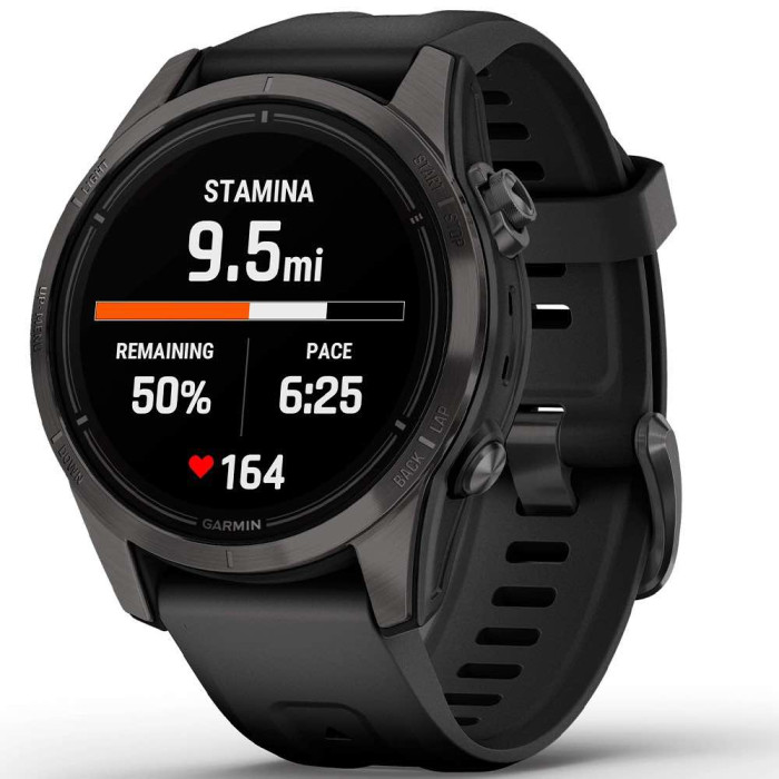 Смарт-годинник Garmin Epix Pro (Gen 2) Sapphire AMOLED 42mm Carbon Gray DLC Titanium w. Black Band
