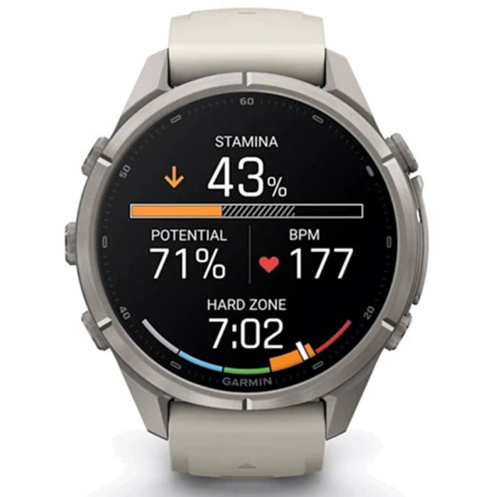 Смарт-годинник Garmin Fenix 9 Pro 43mm AMOLED Titanium with Fog Gray/Dark Sandstone Silicone Band