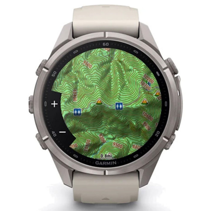 Смарт-годинник Garmin Fenix 9 Pro 43mm AMOLED Titanium with Fog Gray/Dark Sandstone Silicone Band