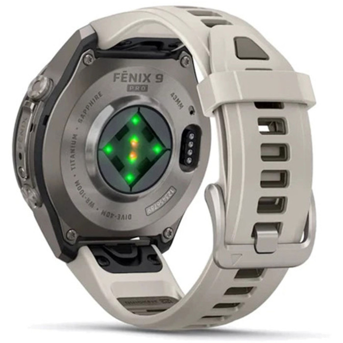 Смарт-годинник Garmin Fenix 9 Pro 43mm AMOLED Titanium with Fog Gray/Dark Sandstone Silicone Band