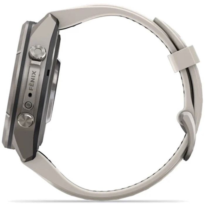 Смарт-годинник Garmin Fenix 9 Pro 43mm AMOLED Titanium with Fog Gray/Dark Sandstone Silicone Band