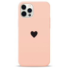 Чохол для iPhone 12/12 Pro - Pump Silicone Minimalistic, Heart on Pink