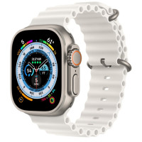 Apple Watch Ultra Titanium, White Ocean Band (One Size), LTE
