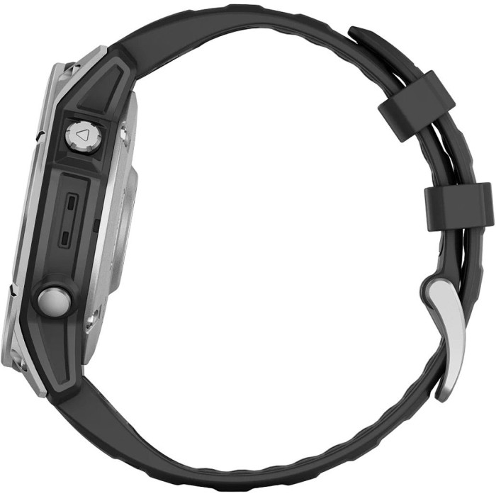 Смарт-годинник Garmin Fenix E 47mm AMOLED Stainless Steel with Black Silicone Band