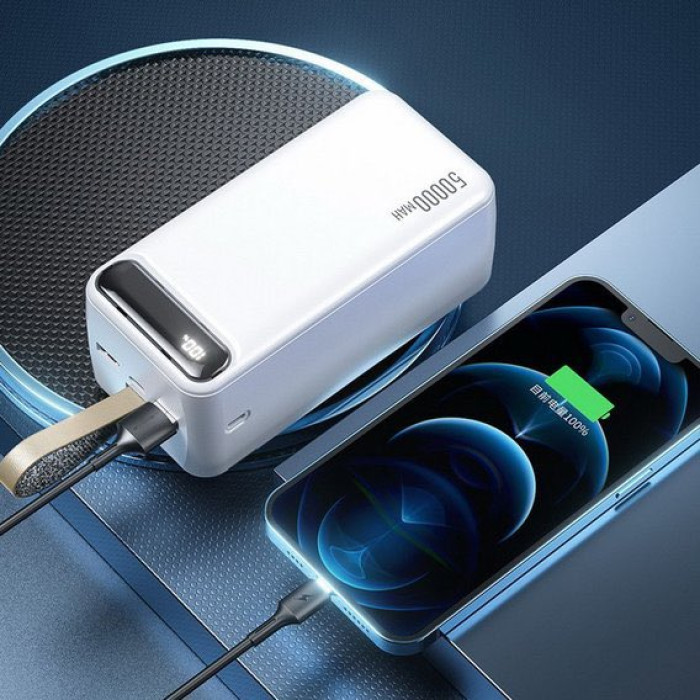 Додатковий аккумулятор Wekome 50000mAh Minre Digital Display Power Bank White