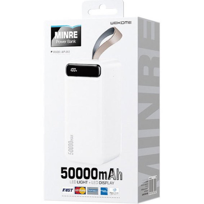 Додатковий аккумулятор Wekome 50000mAh Minre Digital Display Power Bank White