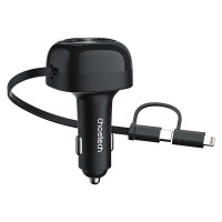АЗП Choetech PD 75W USB-C/USB-A  Car Charger з розтяжним кабелем