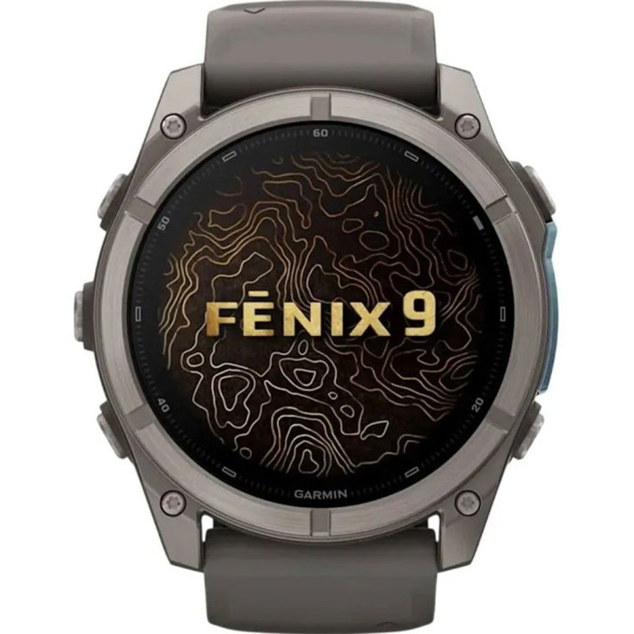 Смарт-годинник Garmin Fenix 9 51mm AMOLED Titanium with Pebble Gray Silicone Band