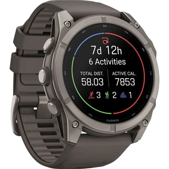 Смарт-годинник Garmin Fenix 9 51mm AMOLED Titanium with Pebble Gray Silicone Band