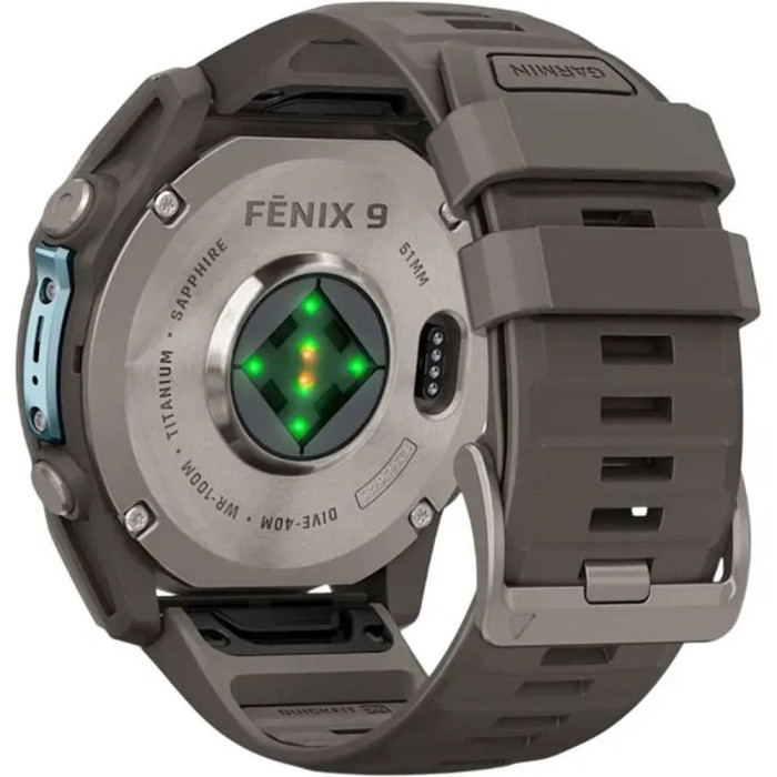 Смарт-годинник Garmin Fenix 9 51mm AMOLED Titanium with Pebble Gray Silicone Band