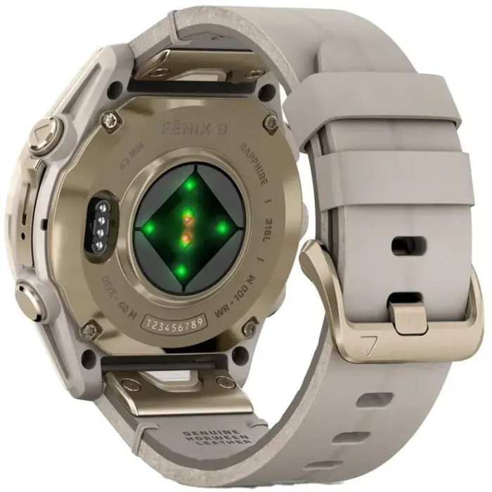 Смарт-годинник Garmin Fenix 8 43mm AMOLED Sapphire Soft Gold with Limestone Leather Band