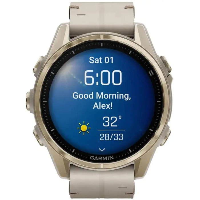 Смарт-годинник Garmin Fenix 8 43mm AMOLED Sapphire Soft Gold with Limestone Leather Band