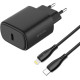 Зарядний пристрій - Proove, Silicone Type-C + Cable USB-C to Lightning 1m 20W, Black