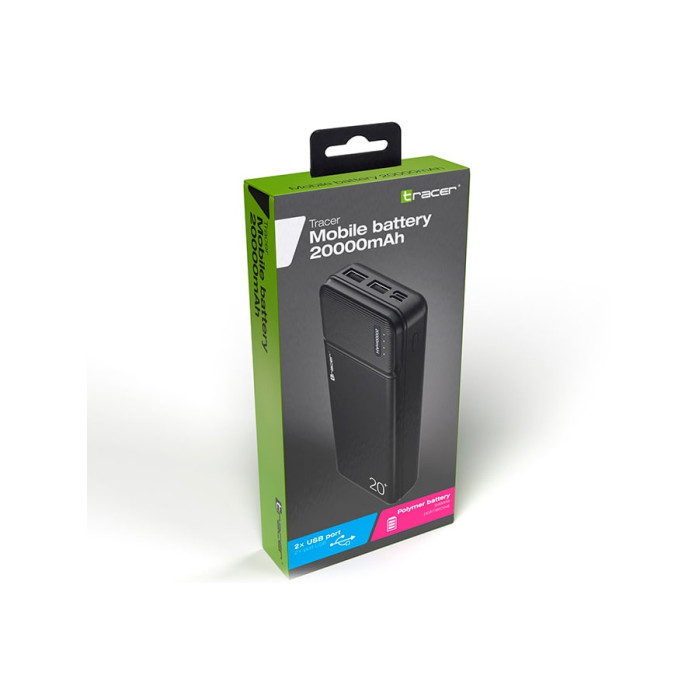 Додатковий аккумулятор Tracer 20000mAh PD 20W Black