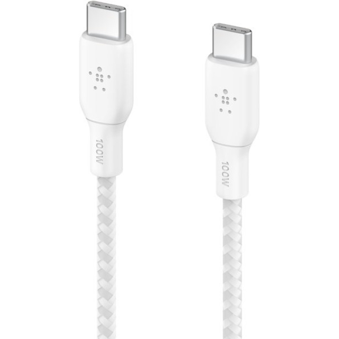 Кабель USB-C to USB-C - Belkin, Braided 100W 2m, White