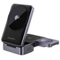 Бездротова зарядна станція - Choetech 15W 3-in-1 Folding Wireless Charger