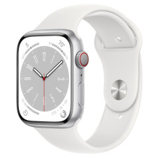 Apple Watch S8 45mm Silver, White Sport Band (M/L) Вживаний (б/в)